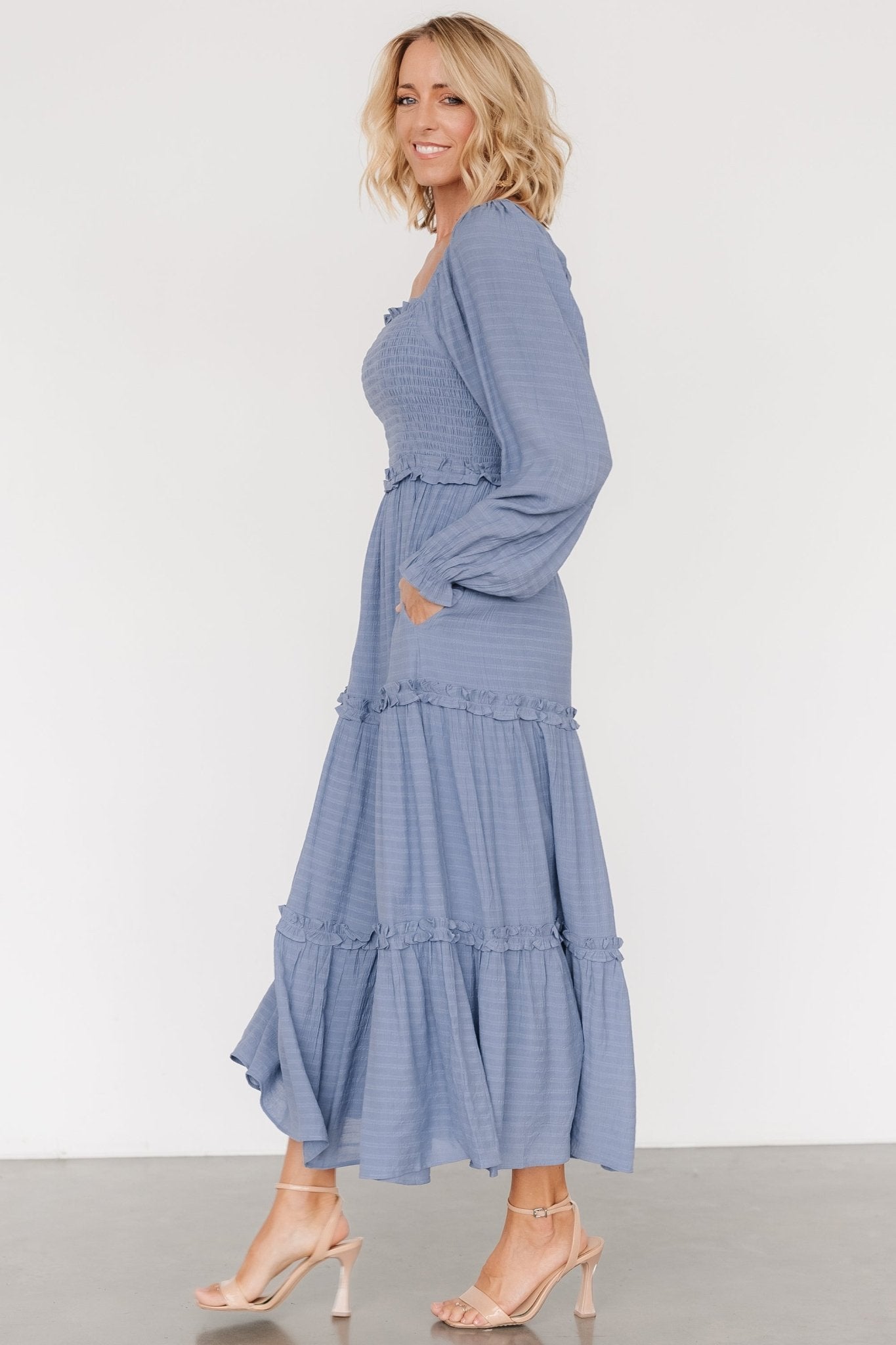 Rowan Tiered Dress | Slate Blue - Baltic Born