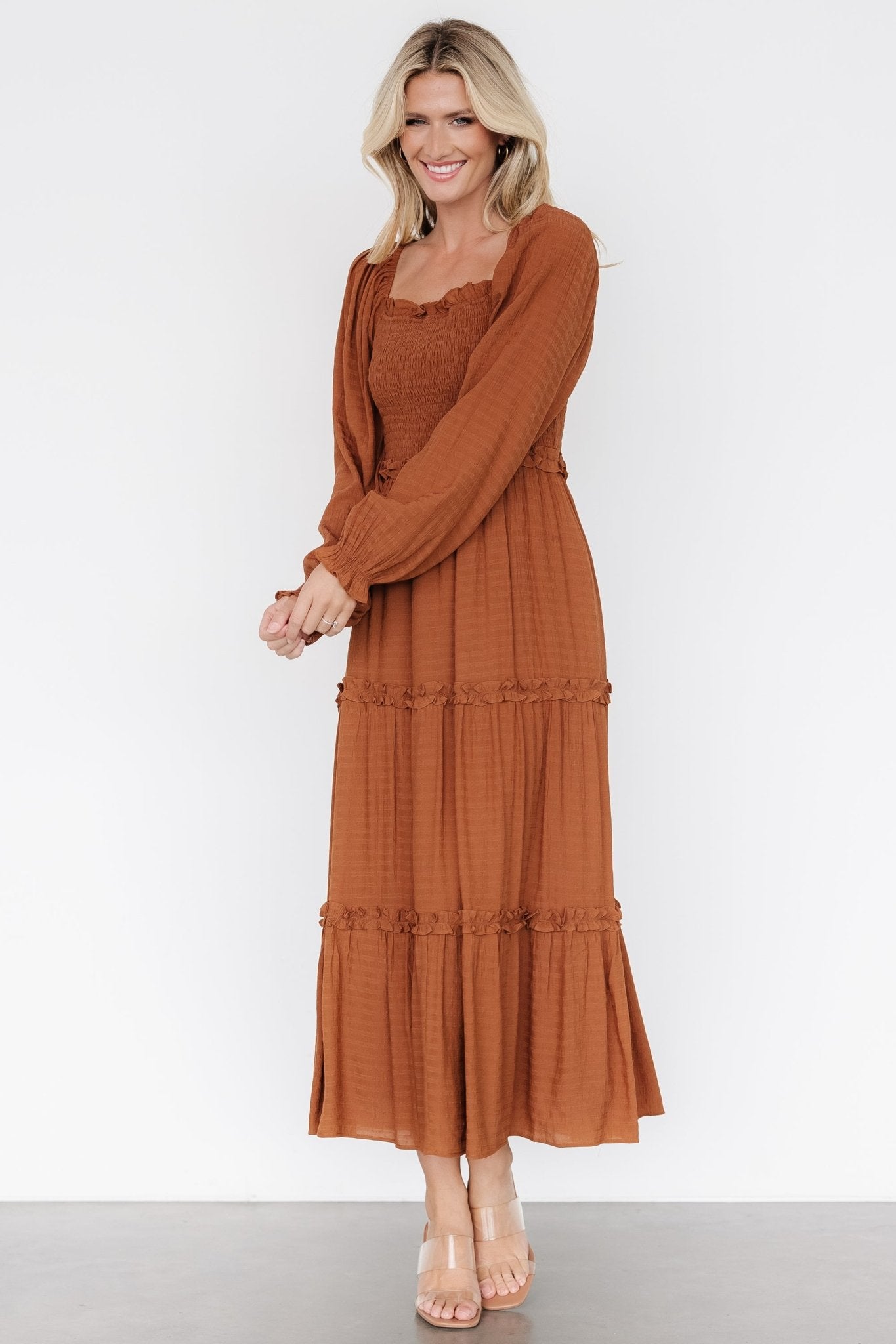 Rowan Tiered Dress | Warm Brown - Baltic Born