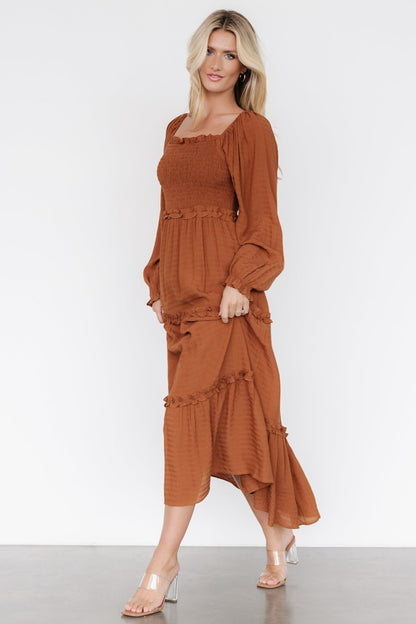 Rowan Tiered Dress | Warm Brown - Baltic Born