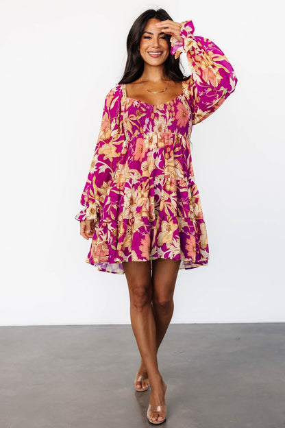 Rubi Short Dress | Magenta Multi Floral - Baltic Born