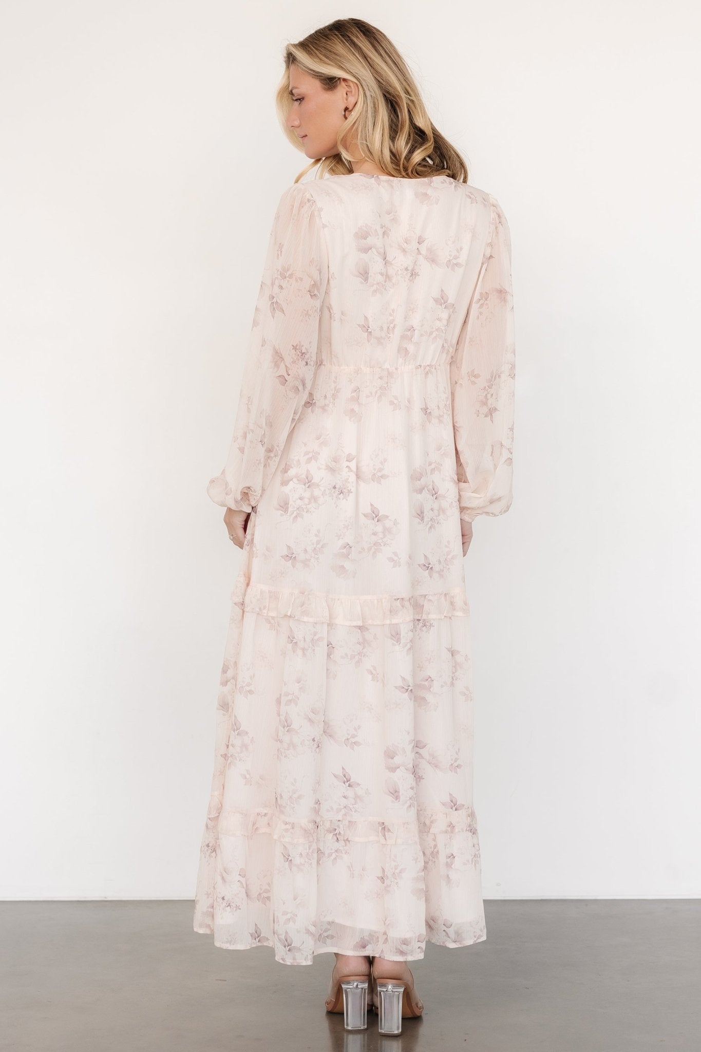 Rumi Deep V Maxi Dress | Beige + Clove Floral - Baltic Born