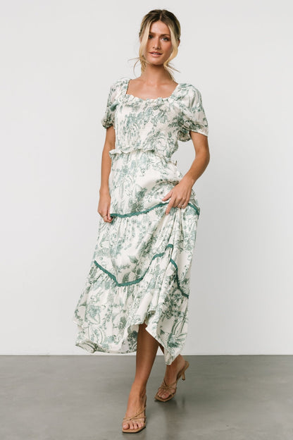 Ruthie Tiered Midi Dress | Green Print - Baltic Born