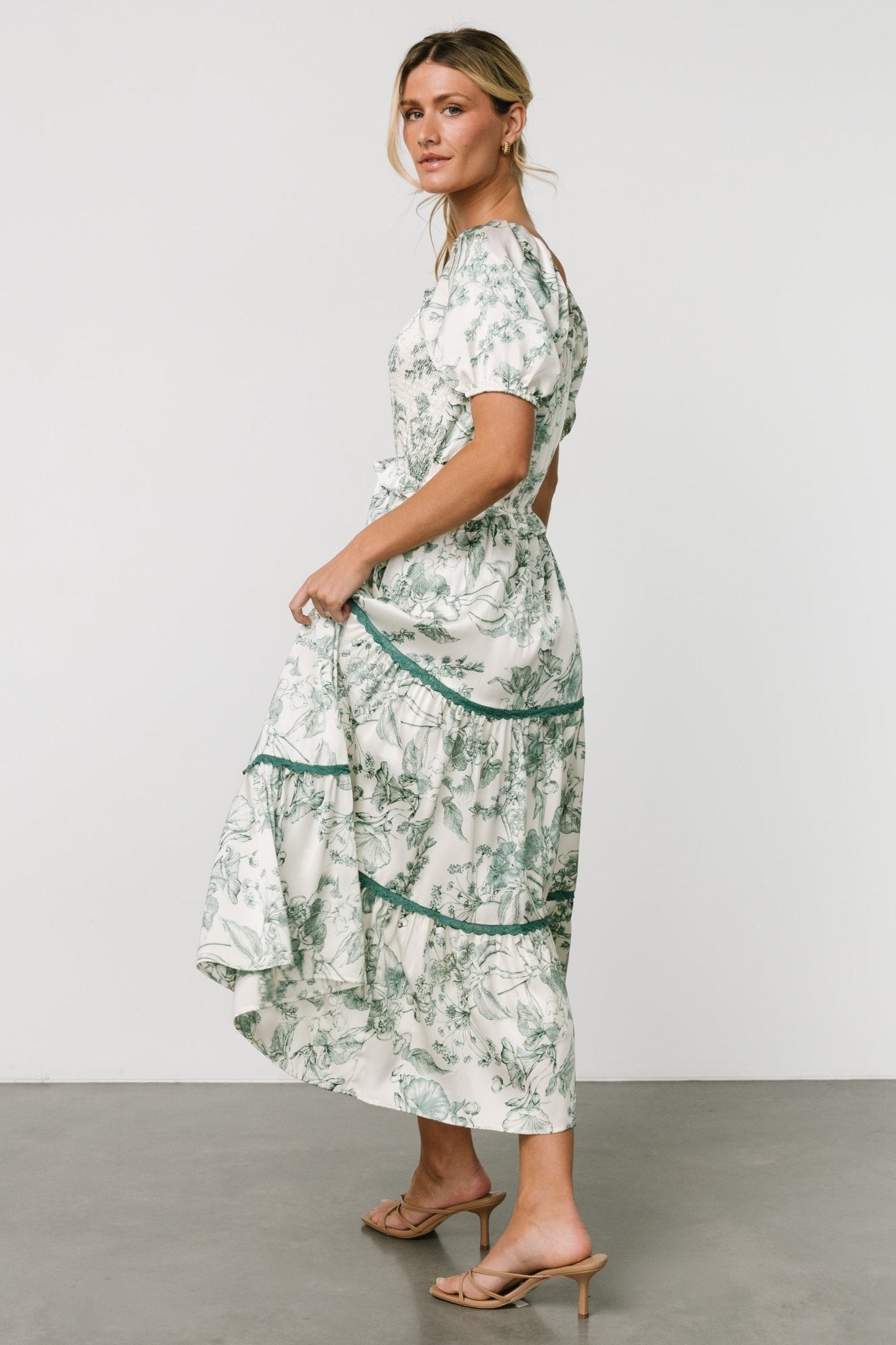 Ruthie Tiered Midi Dress | Green Print - Baltic Born