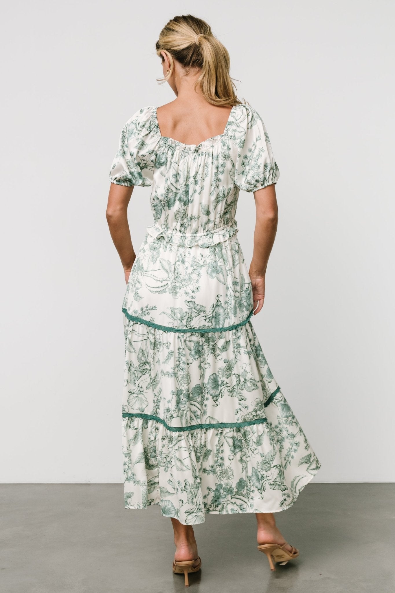 Ruthie Tiered Midi Dress | Green Print - Baltic Born