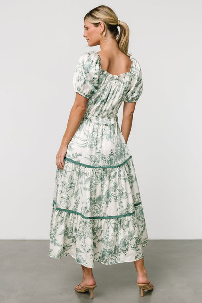 Ruthie Tiered Midi Dress | Green Print - Baltic Born