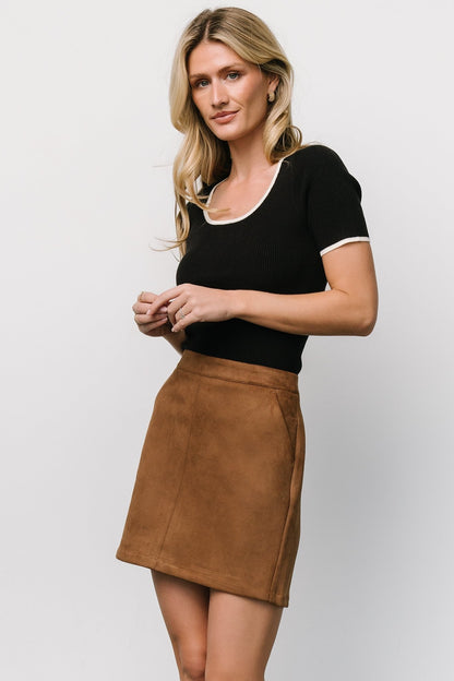 Rylan Faux Suede Short Skirt | Caramel - Baltic Born