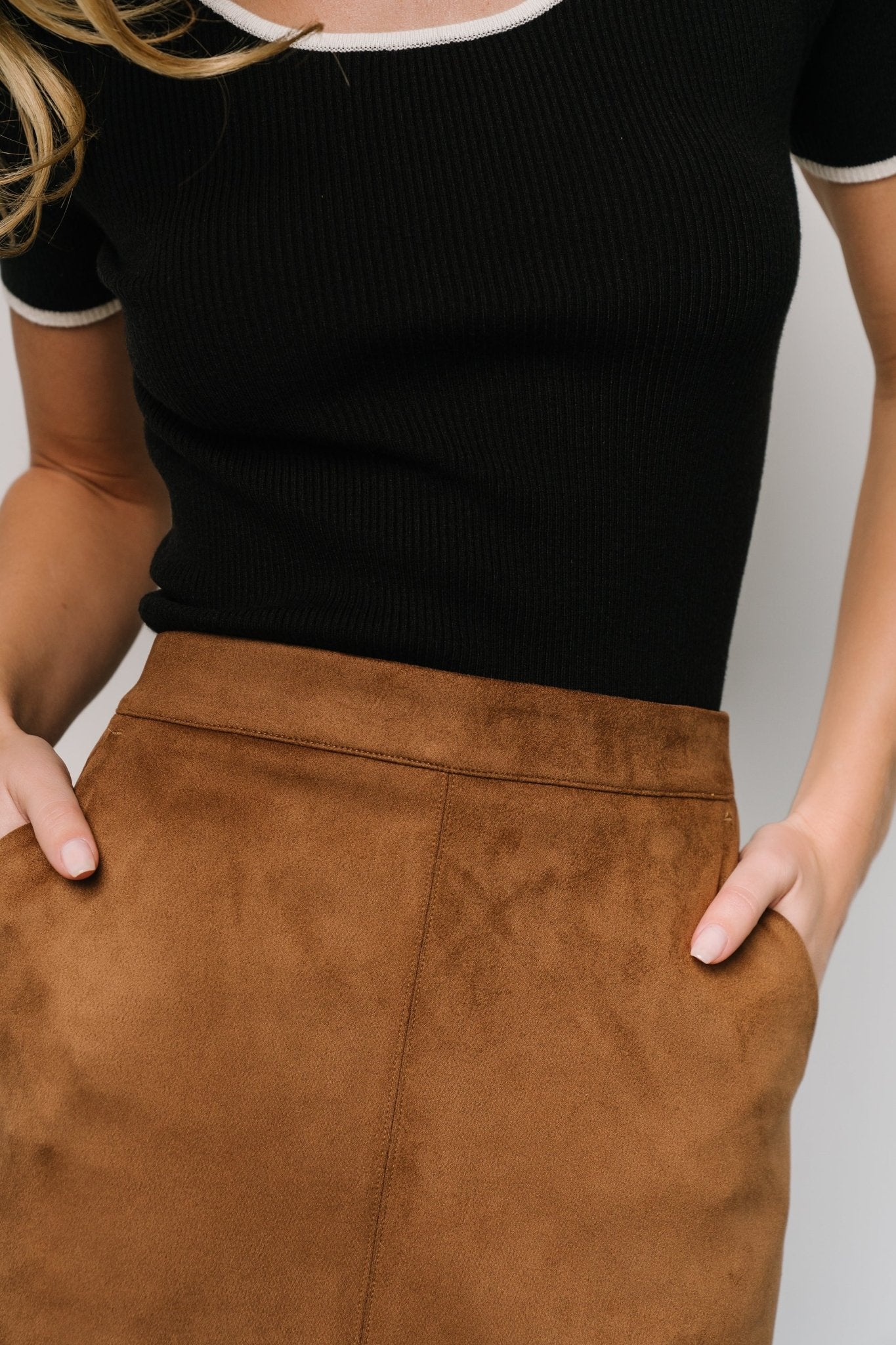 Rylan Faux Suede Short Skirt | Caramel - Baltic Born