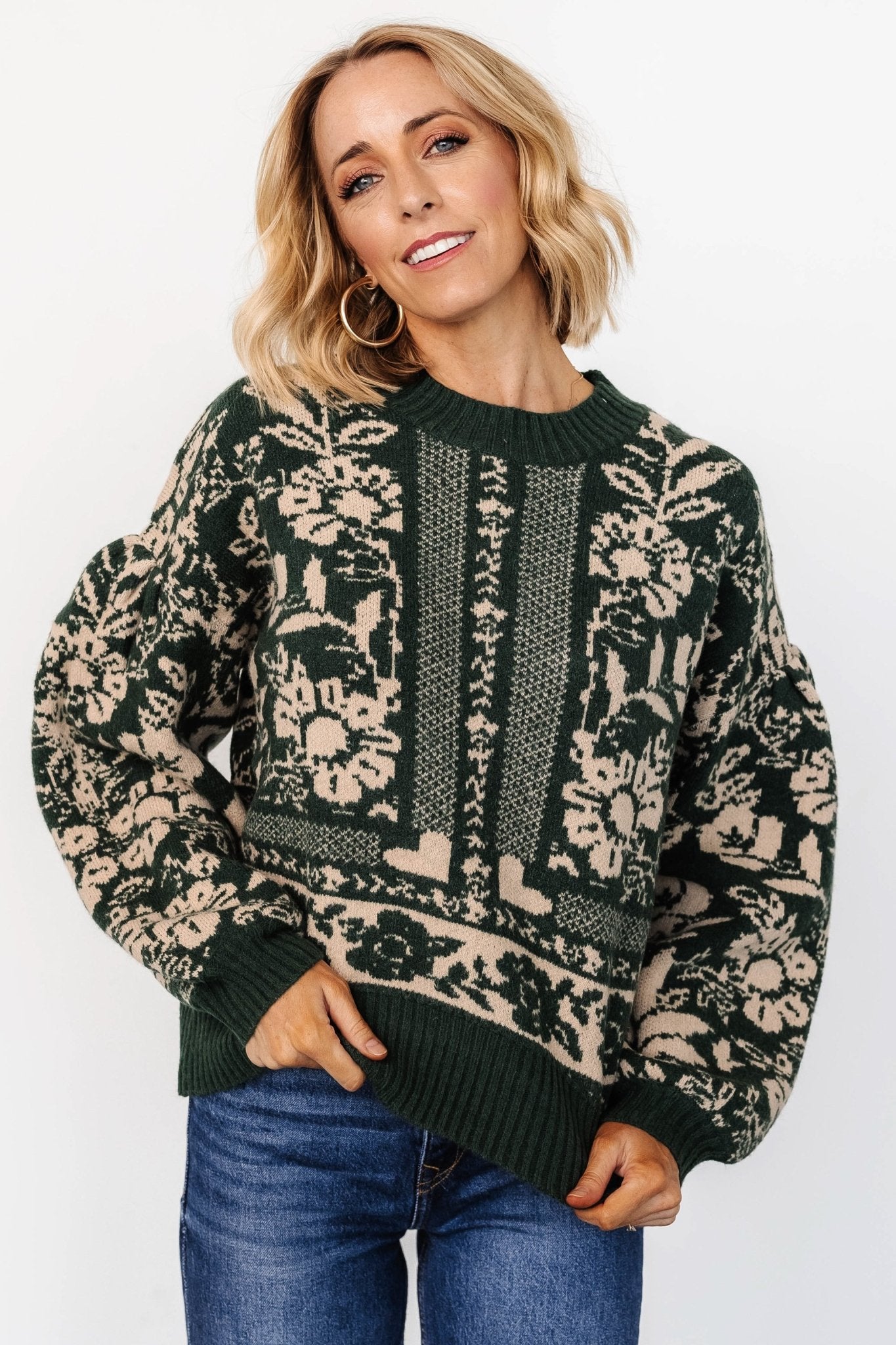 Salzburg Sweater | Dark Green + Taupe - Baltic Born