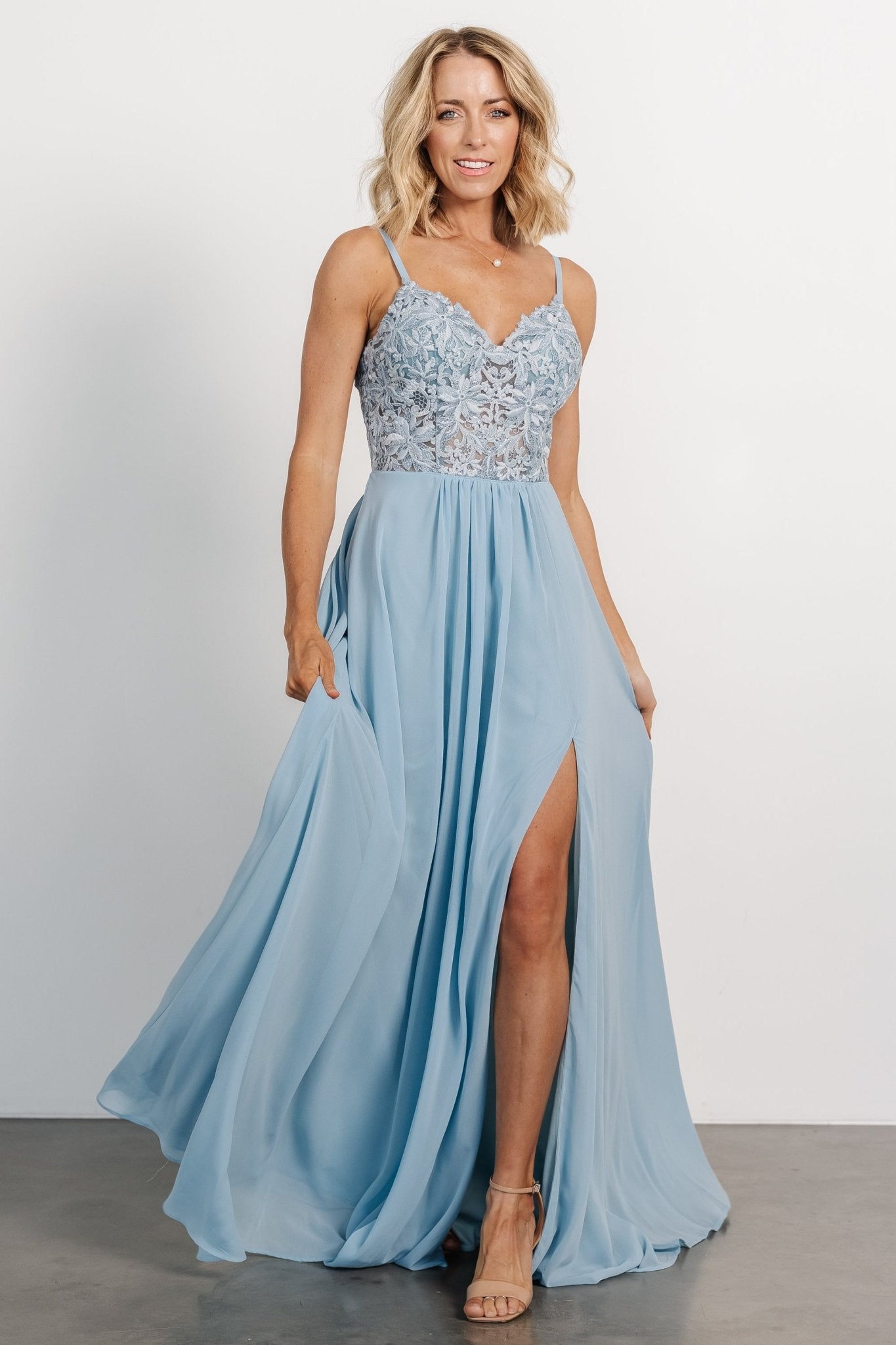 Samantha Lace Top Gown | Light Blue - Baltic Born