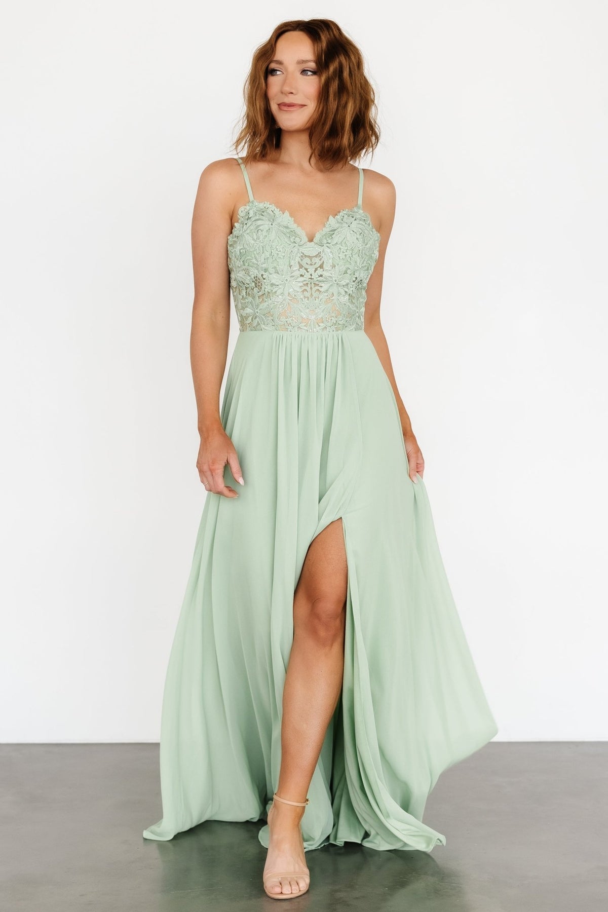 Samantha Lace Top Gown | Sage
