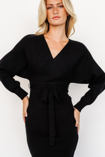 Sammi Faux Wrap Dress | Black - Baltic Born