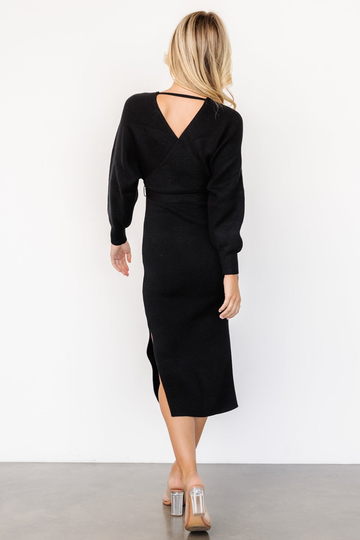 Sammi Faux Wrap Dress | Black - Baltic Born