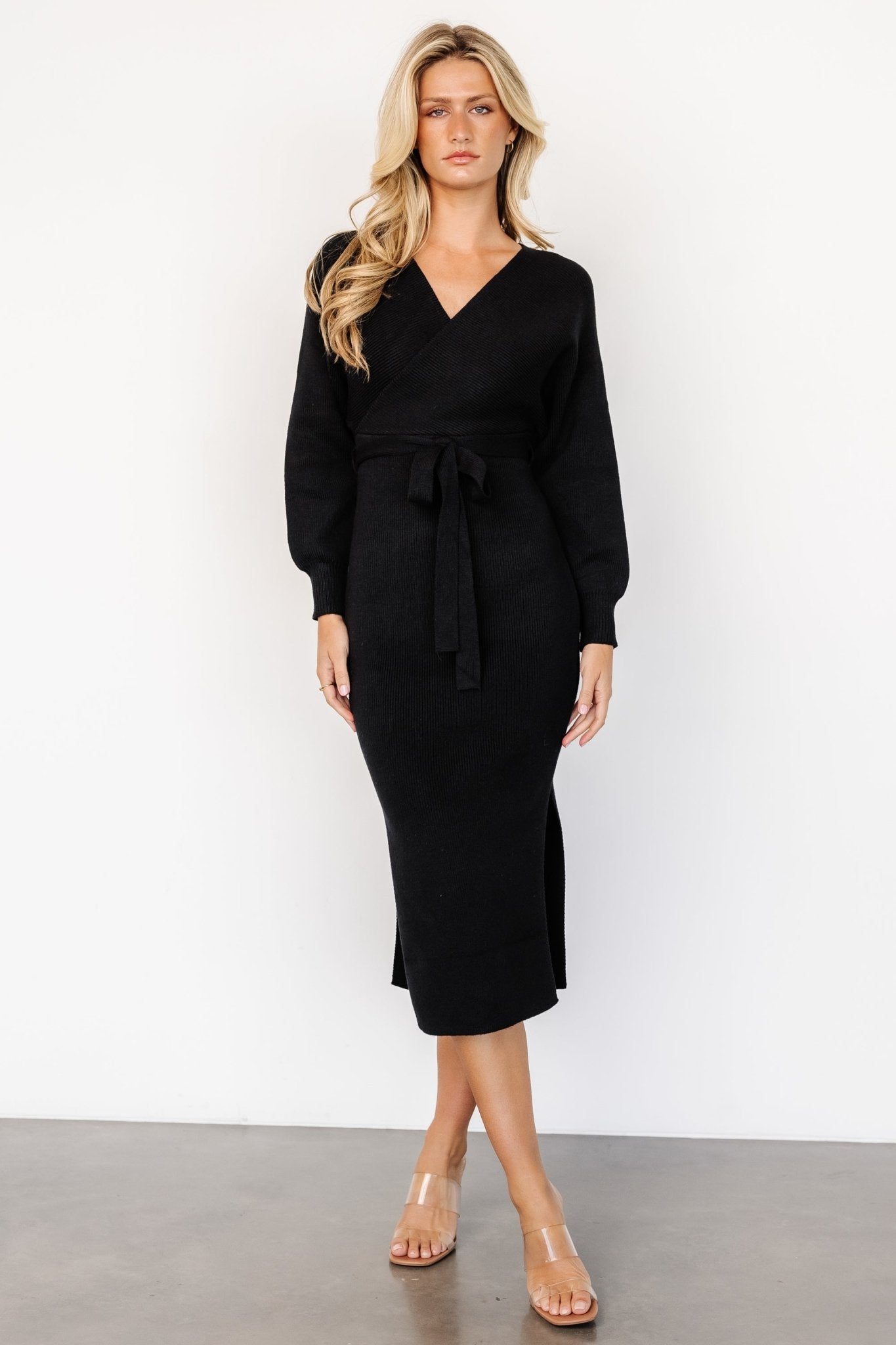 Sammi Faux Wrap Dress | Black - Baltic Born