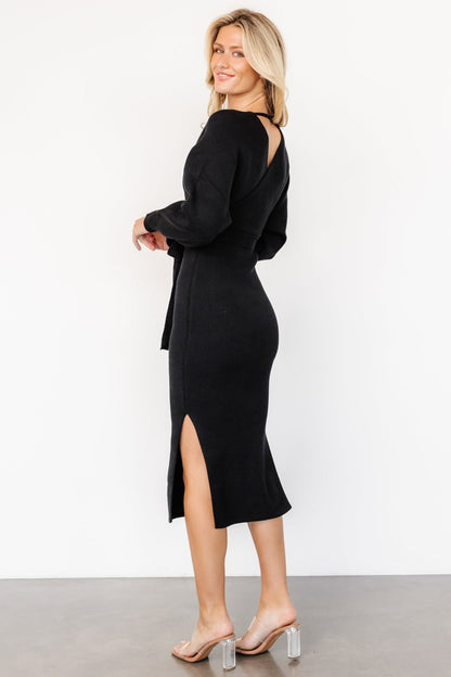 Sammi Faux Wrap Dress | Black - Baltic Born