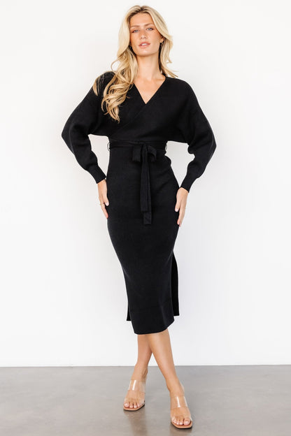 Sammi Faux Wrap Dress | Black - Baltic Born