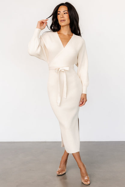 Sammi Faux Wrap Dress | Cream - Baltic Born