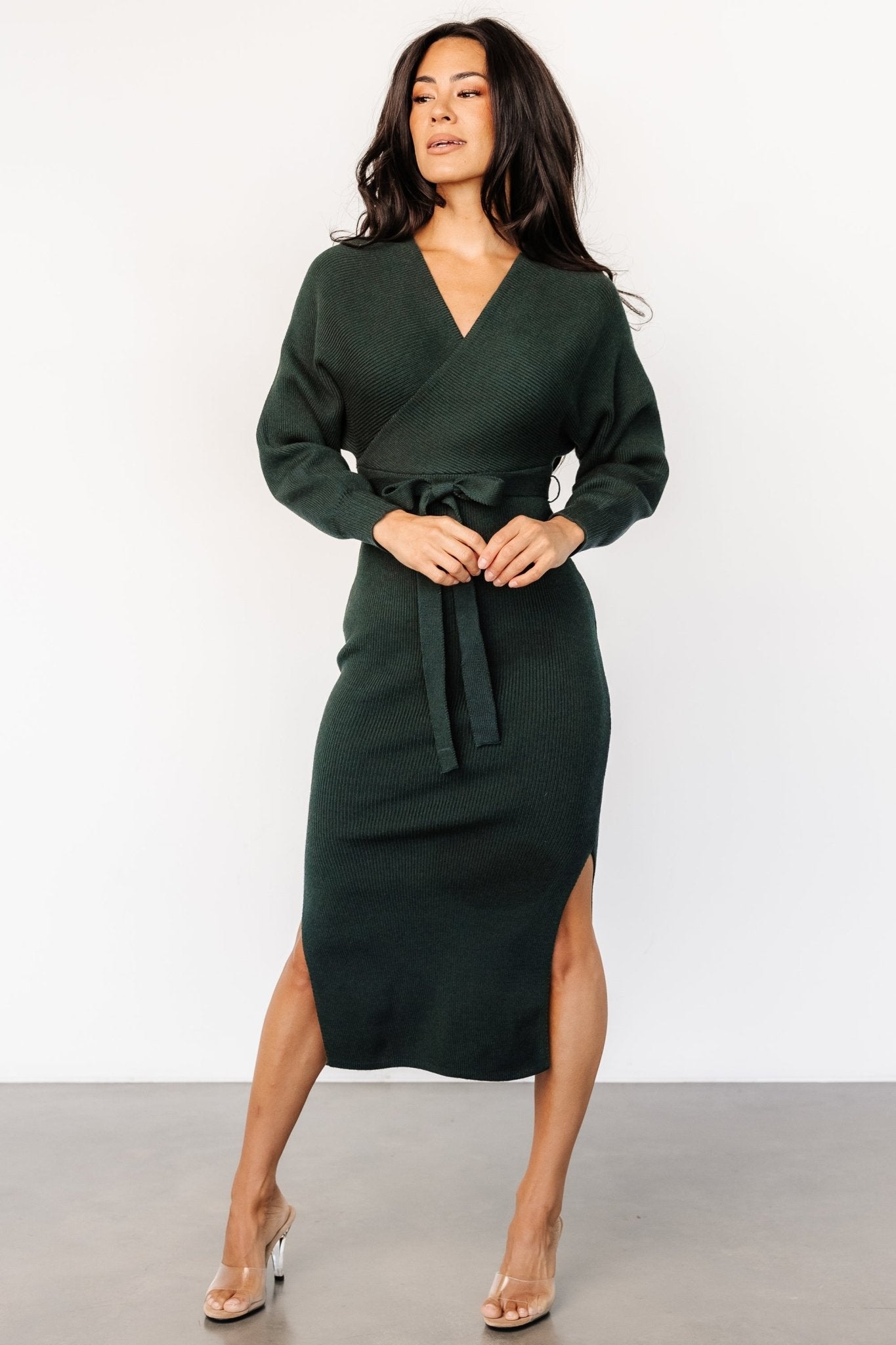 Sammi Faux Wrap Dress | Deep Pine - Baltic Born