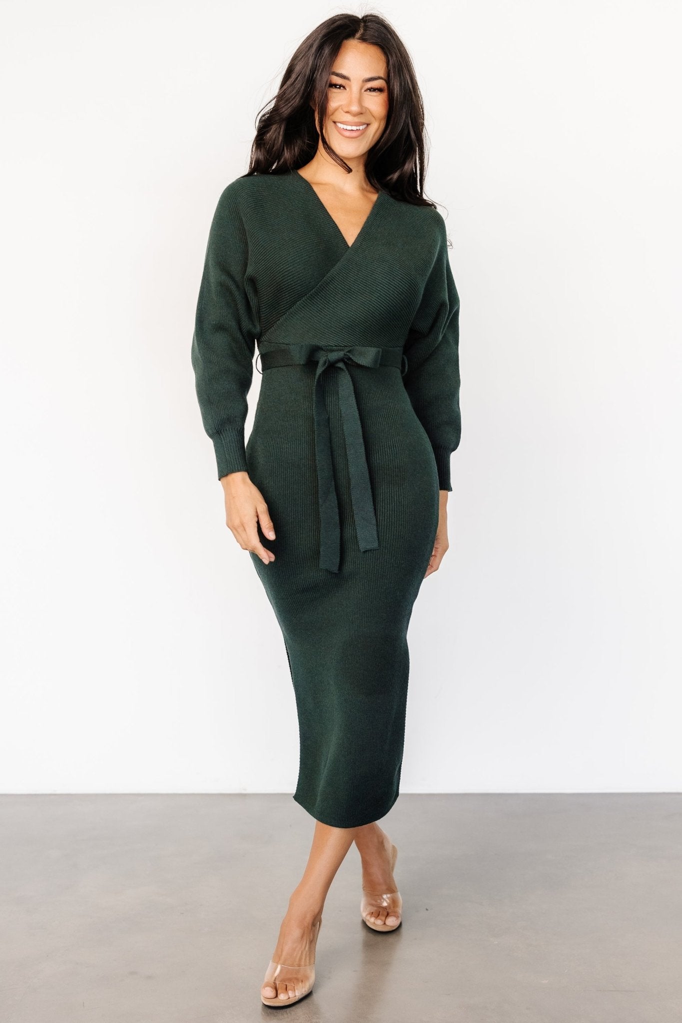 Sammi Faux Wrap Dress | Deep Pine - Baltic Born