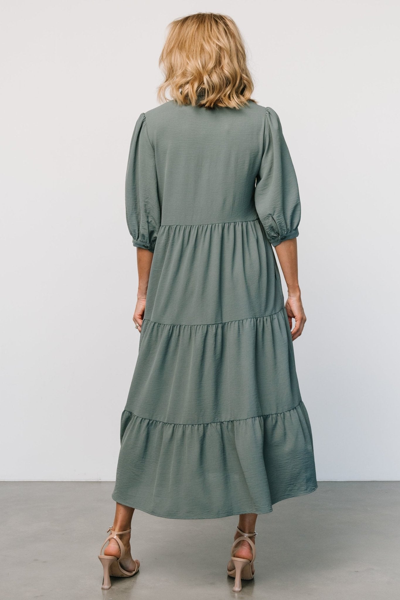 Sandy Button Tiered Dress | Jade - Baltic Born