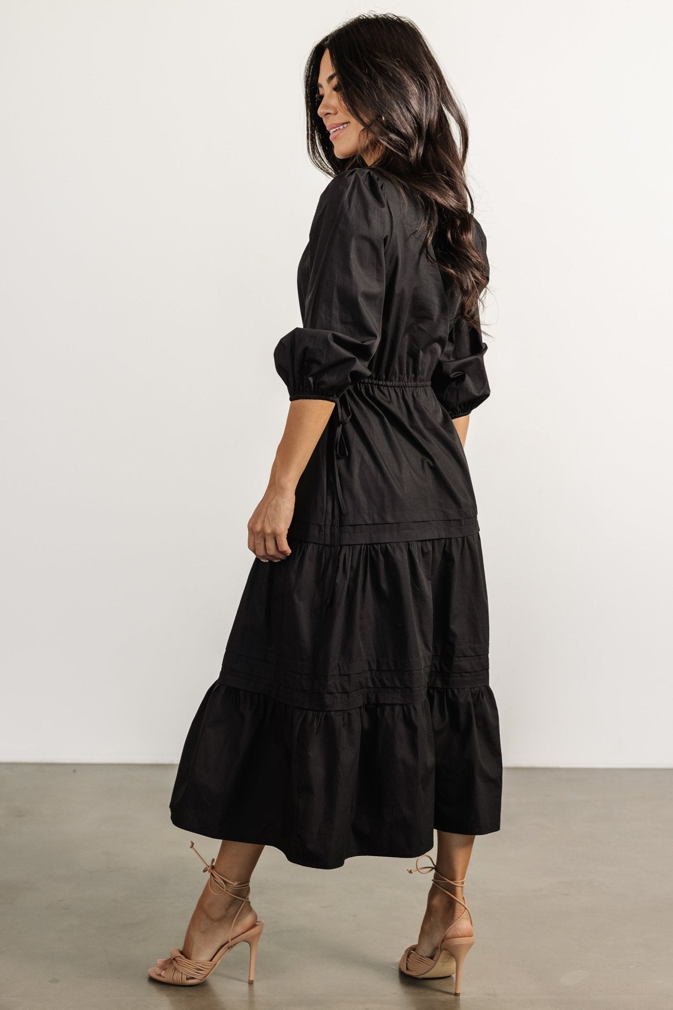 Santa Fe Poplin Midi Dress | Black - Baltic Born