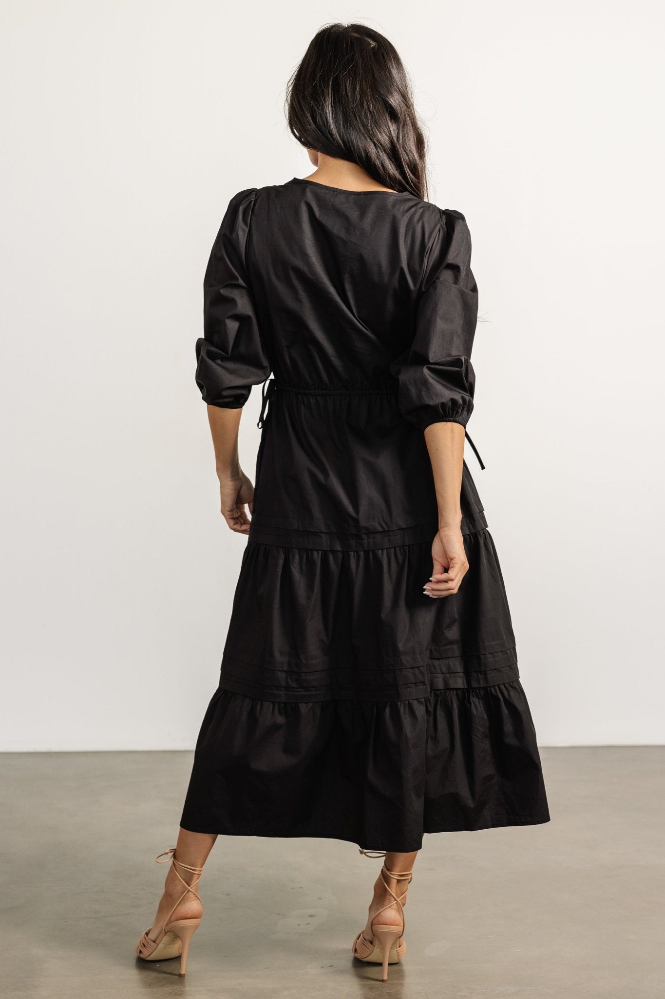 Santa Fe Poplin Midi Dress | Black - Baltic Born