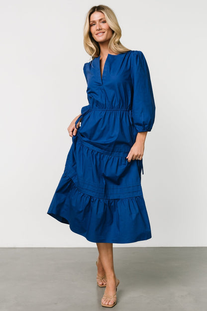 Santa Fe Poplin Midi Dress | Cobalt - Baltic Born