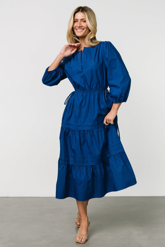 Santa Fe Poplin Midi Dress | Cobalt - Baltic Born