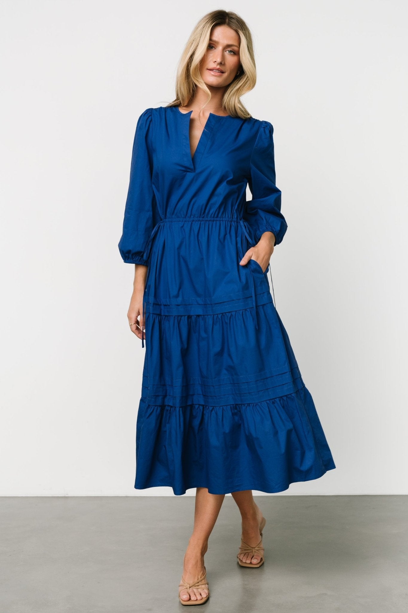 Santa Fe Poplin Midi Dress | Cobalt - Baltic Born