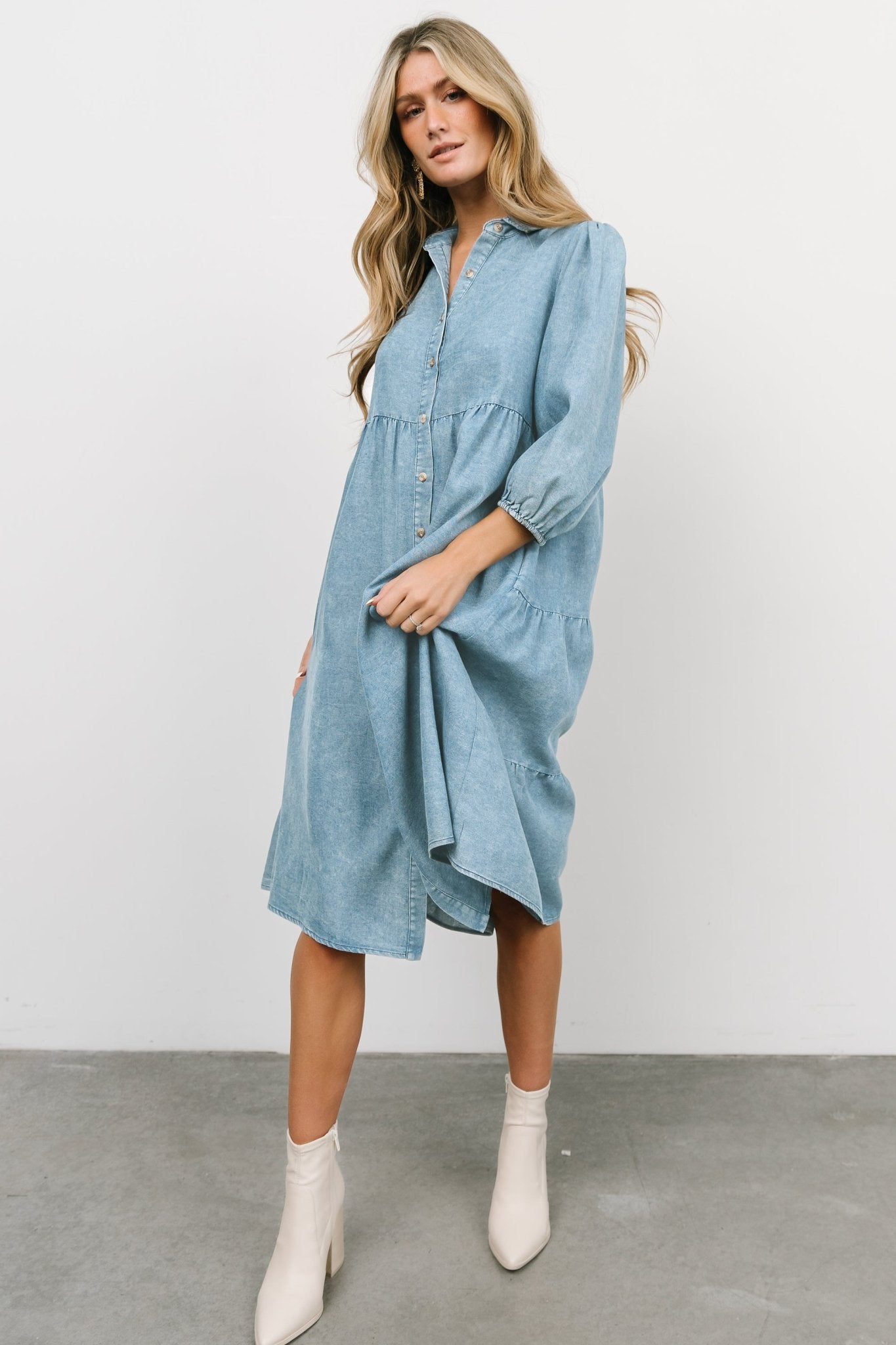 Sari Babydoll Dress | Chambray | Baltic Born