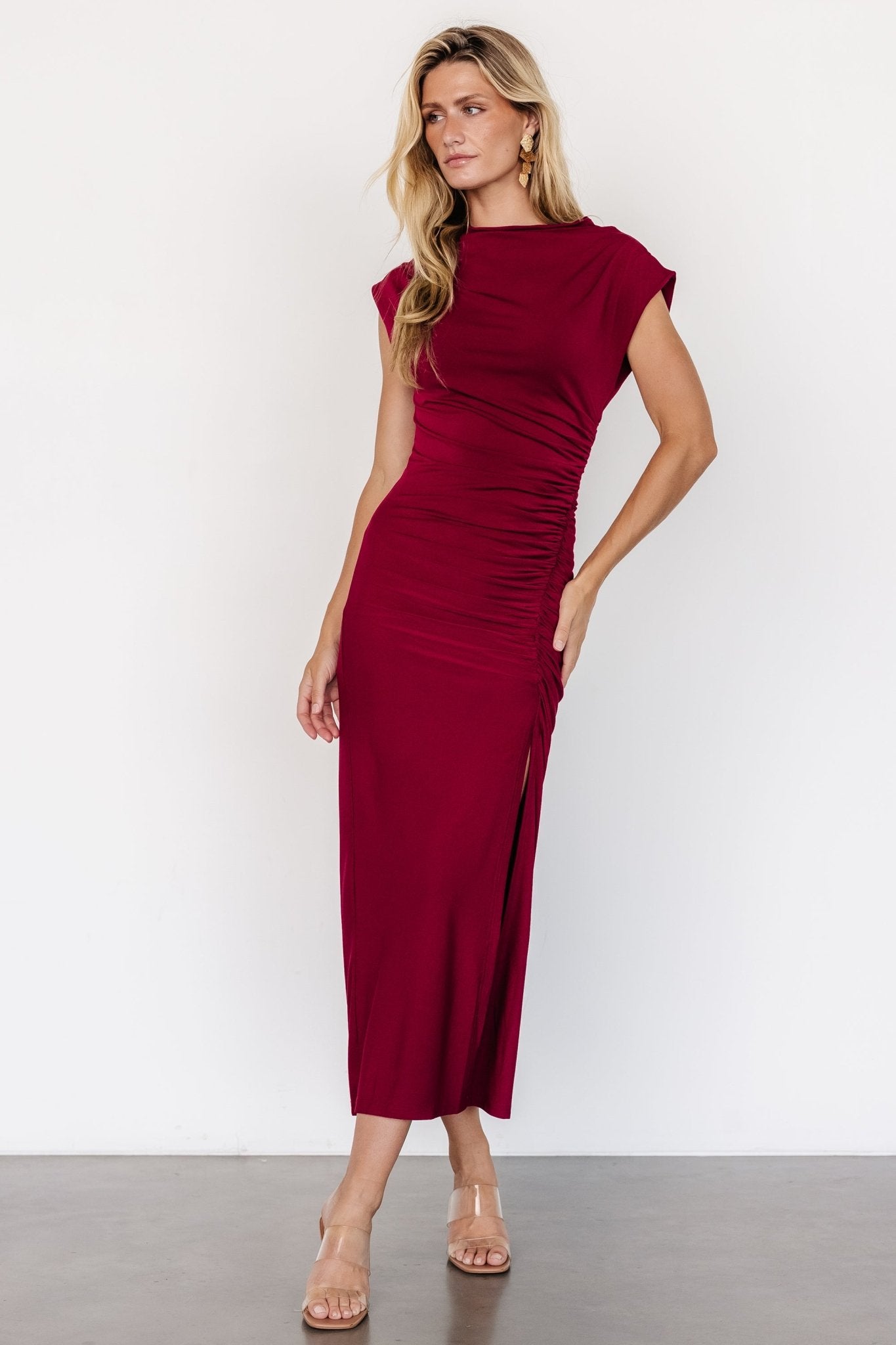 Sasha Ruched Maxi Dress | Berry - Baltic Born