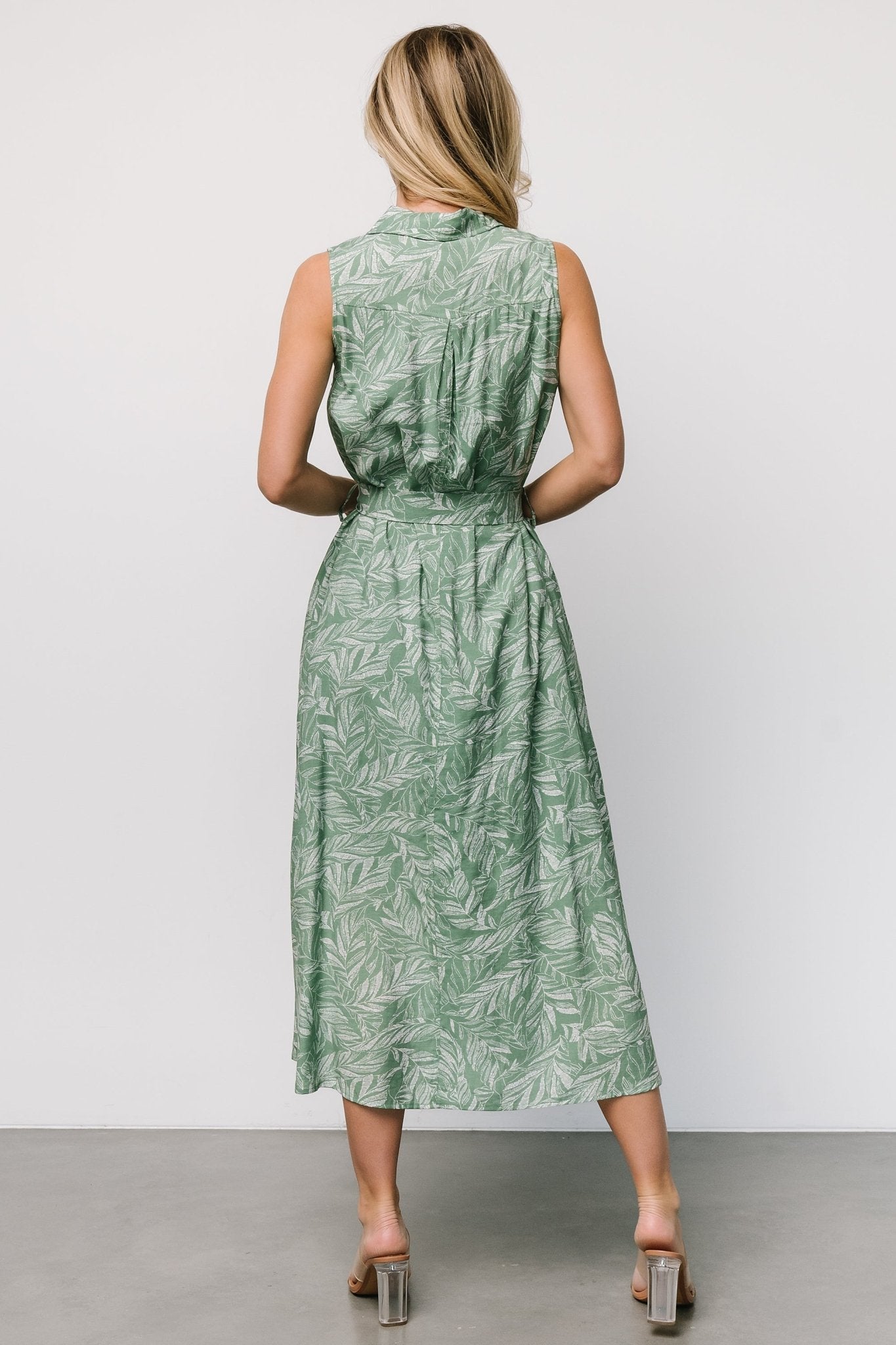 Scottie Button Tank Dress | Green Print - Baltic Born