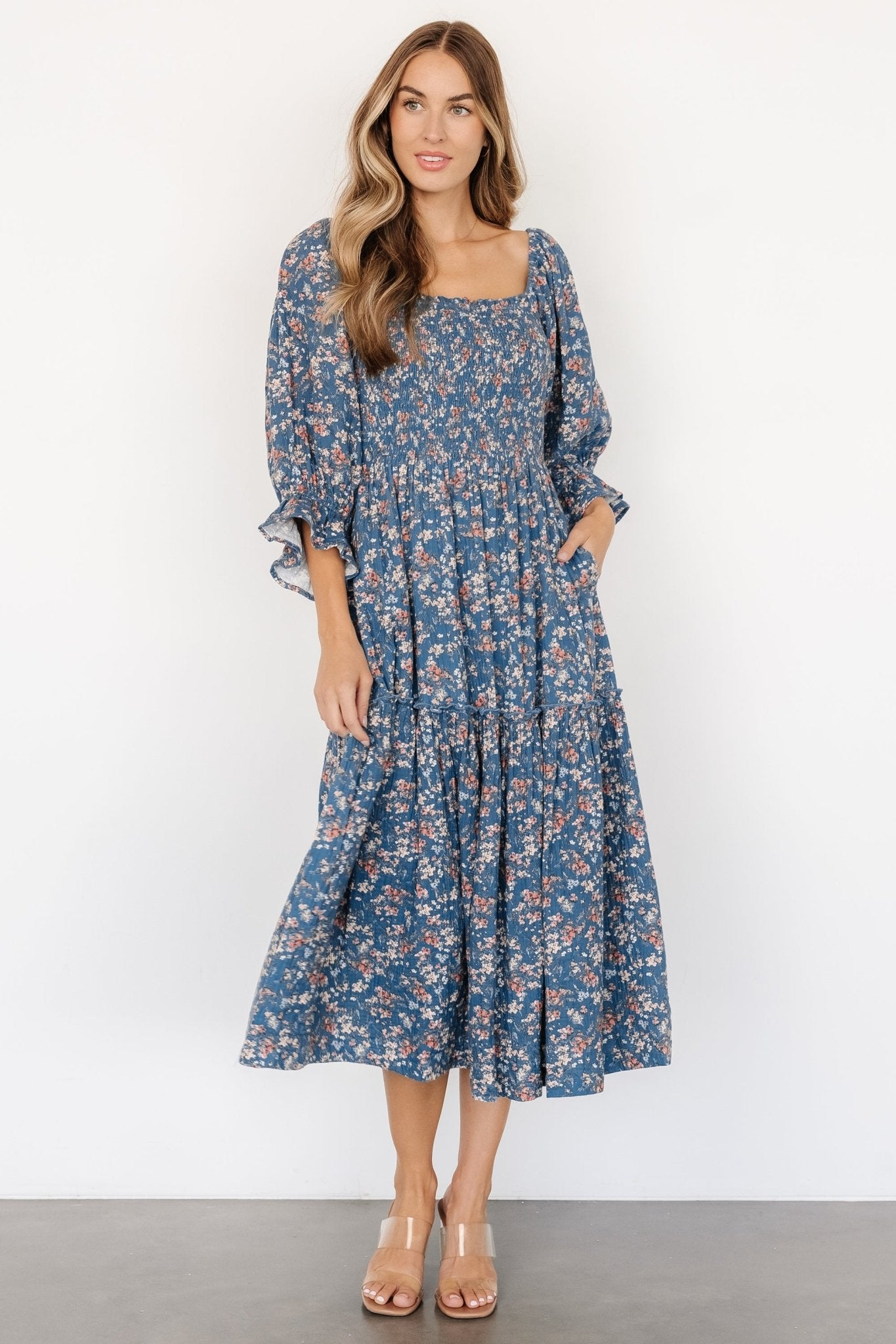 Sedona Smocked Dress | Blue Floral - Baltic Born