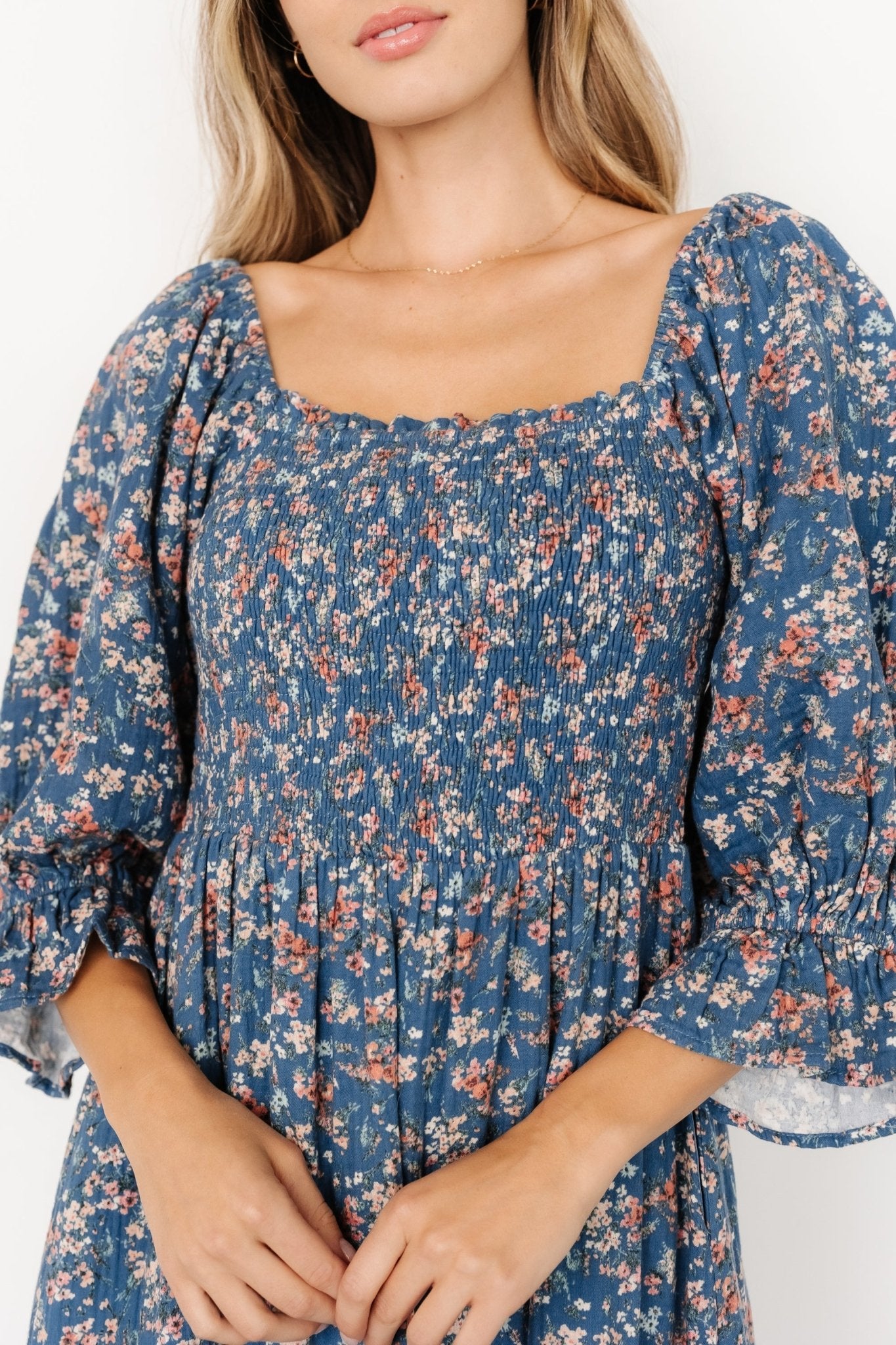 Sedona Smocked Dress | Blue Floral - Baltic Born