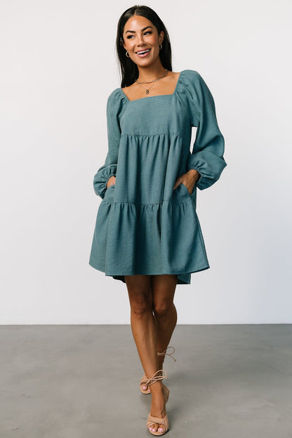 Selena Tiered Mini Dress | Vintage Teal - Baltic Born