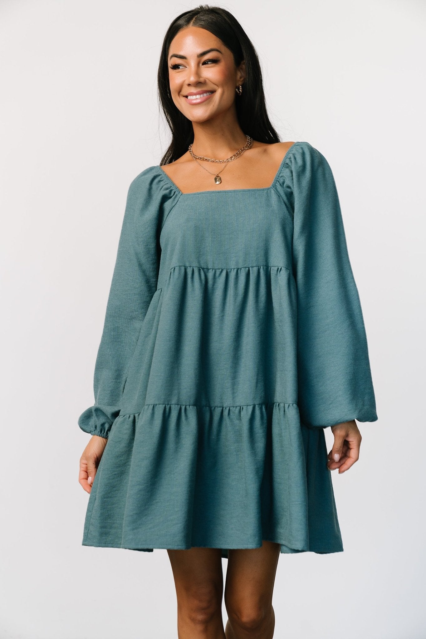 Selena Tiered Mini Dress | Vintage Teal - Baltic Born