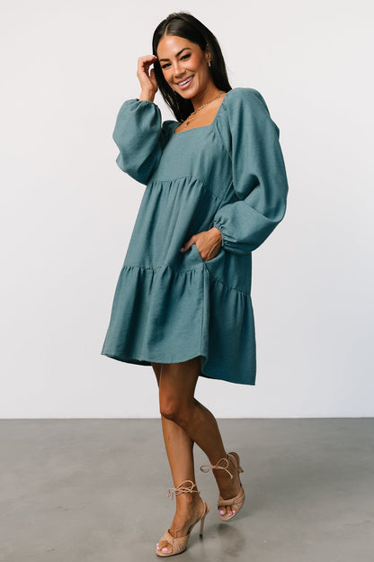 Selena Tiered Mini Dress | Vintage Teal - Baltic Born