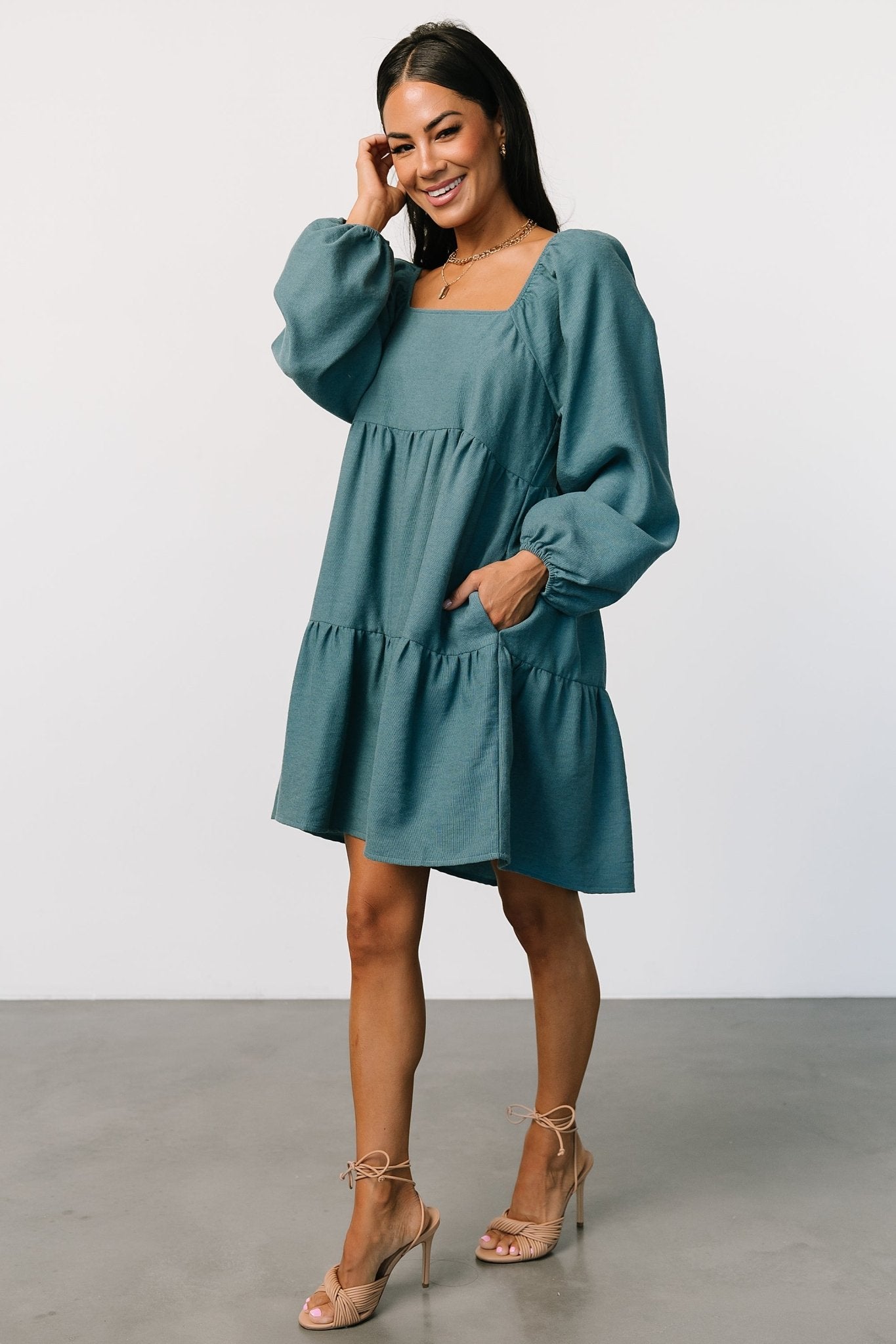 Selena Tiered Mini Dress | Vintage Teal - Baltic Born