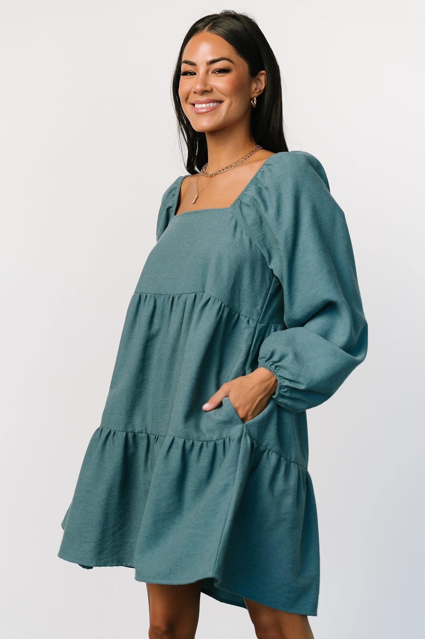 Selena Tiered Mini Dress | Vintage Teal - Baltic Born