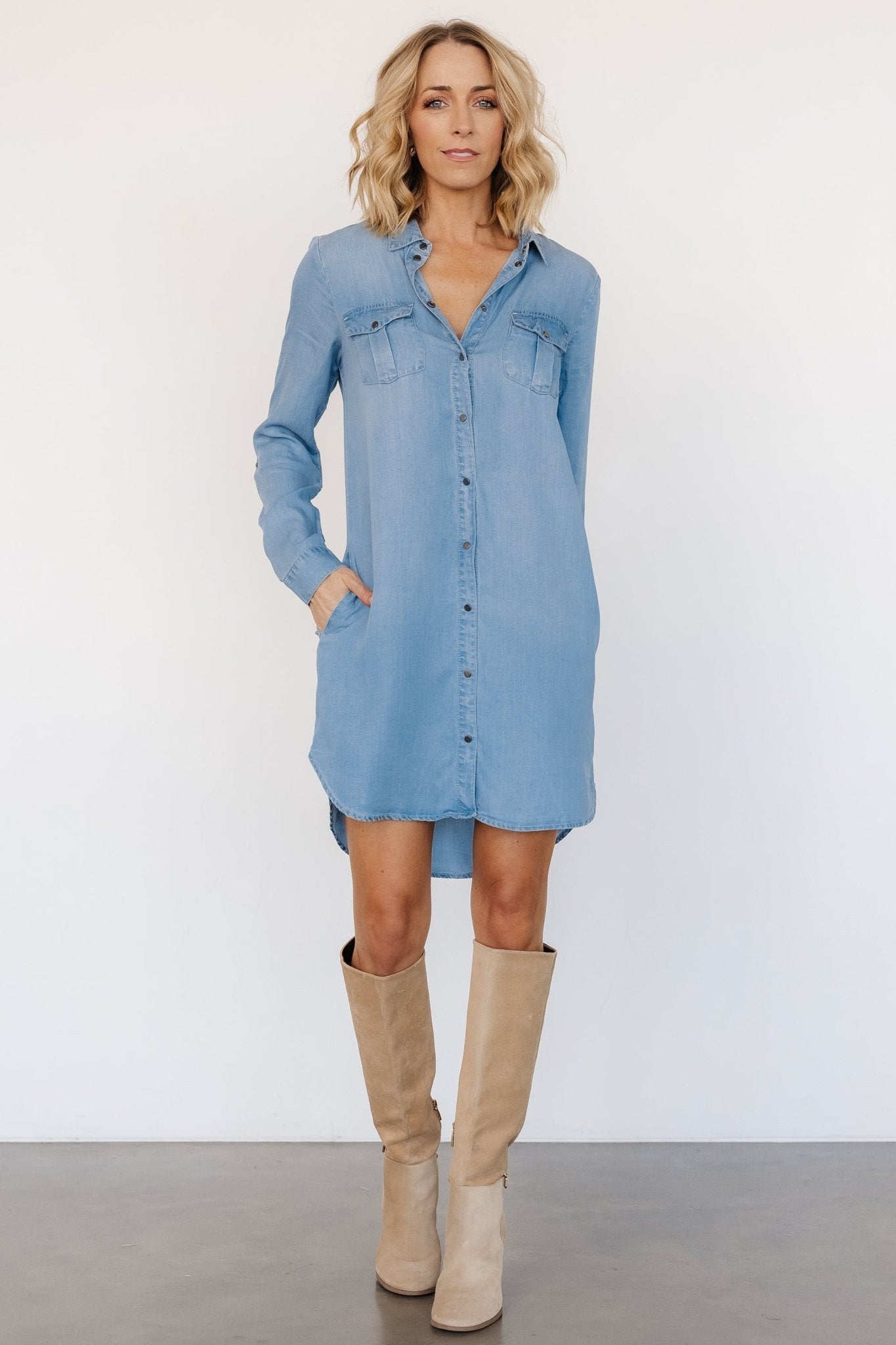 Shania Shirt Dress | Chambray - Baltic Born