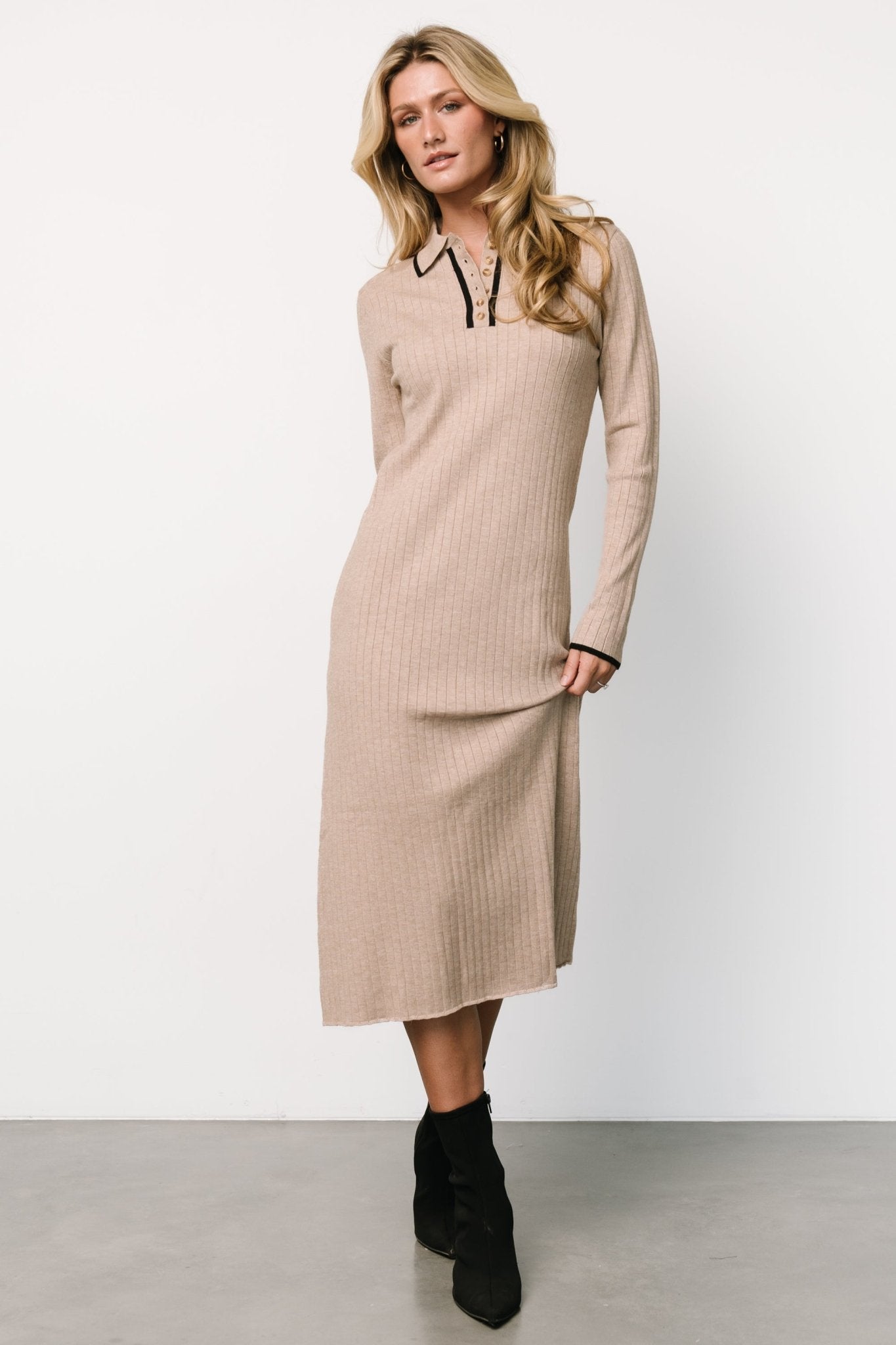 Shantel Polo Dress | Taupe + Black - Baltic Born