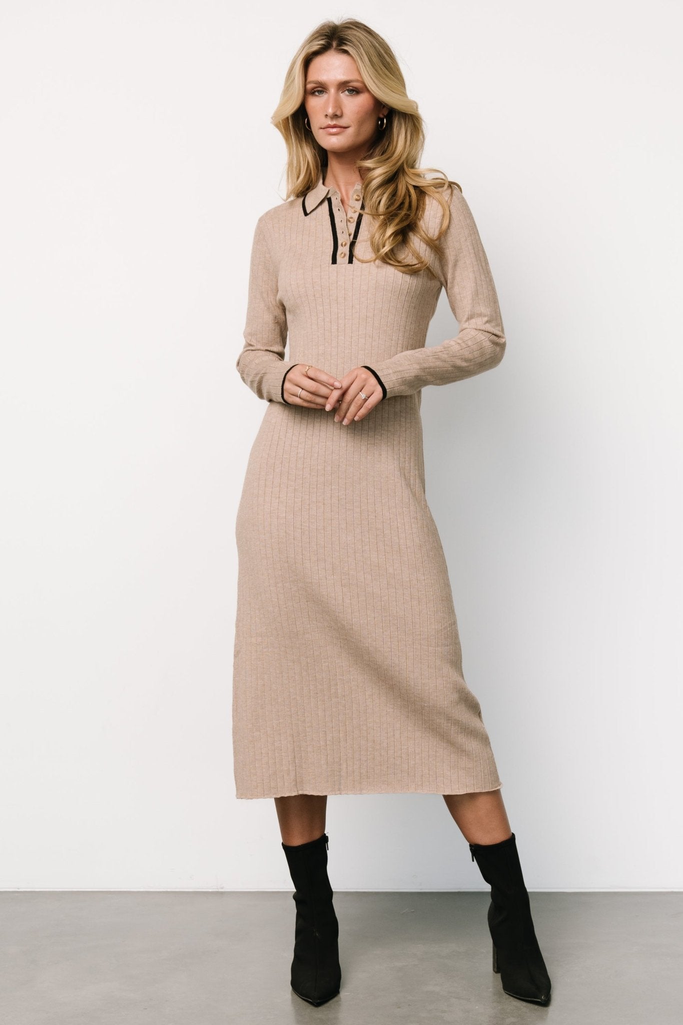 Shantel Polo Dress | Taupe + Black - Baltic Born