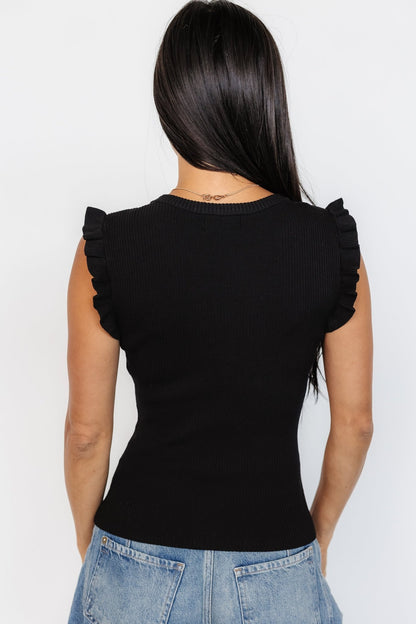 Shay Ribbed Top | Black - Baltic Born