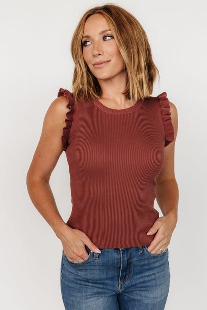 Shay Ribbed Top | Dusty Rust - Baltic Born