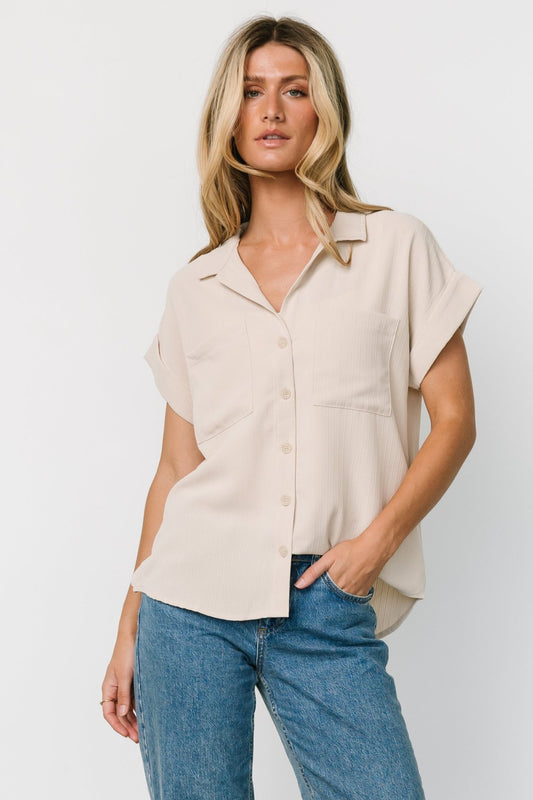 Shaylee Button Up Top | Natural - Baltic Born