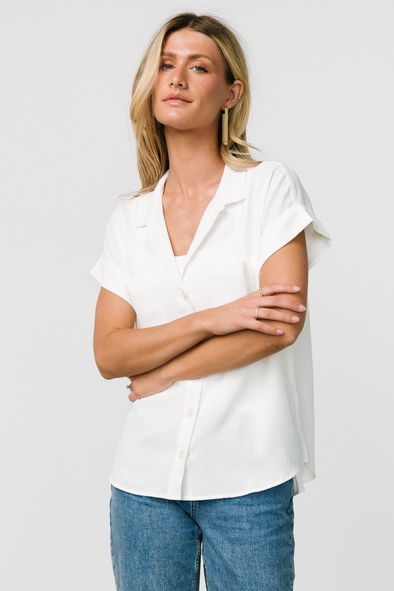 Shaylee Button Up Top | Off White - Baltic Born