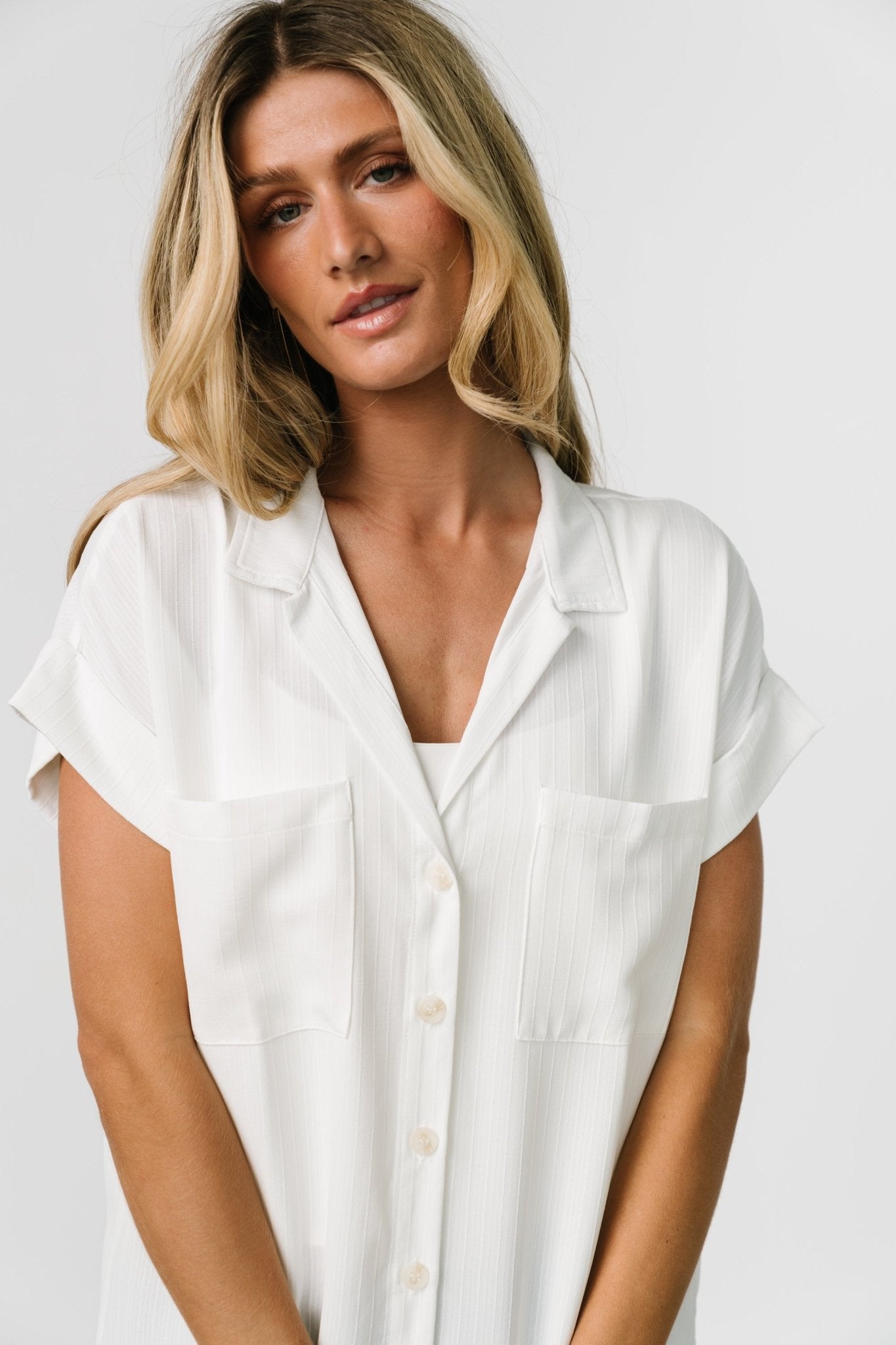 Shaylee Button Up Top | Off White - Baltic Born