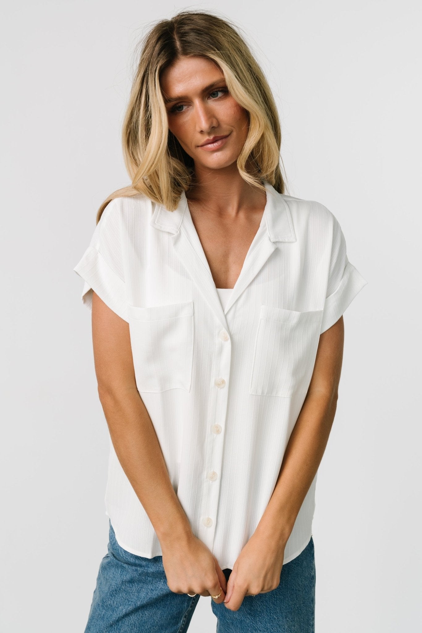 Shaylee Button Up Top | Off White - Baltic Born