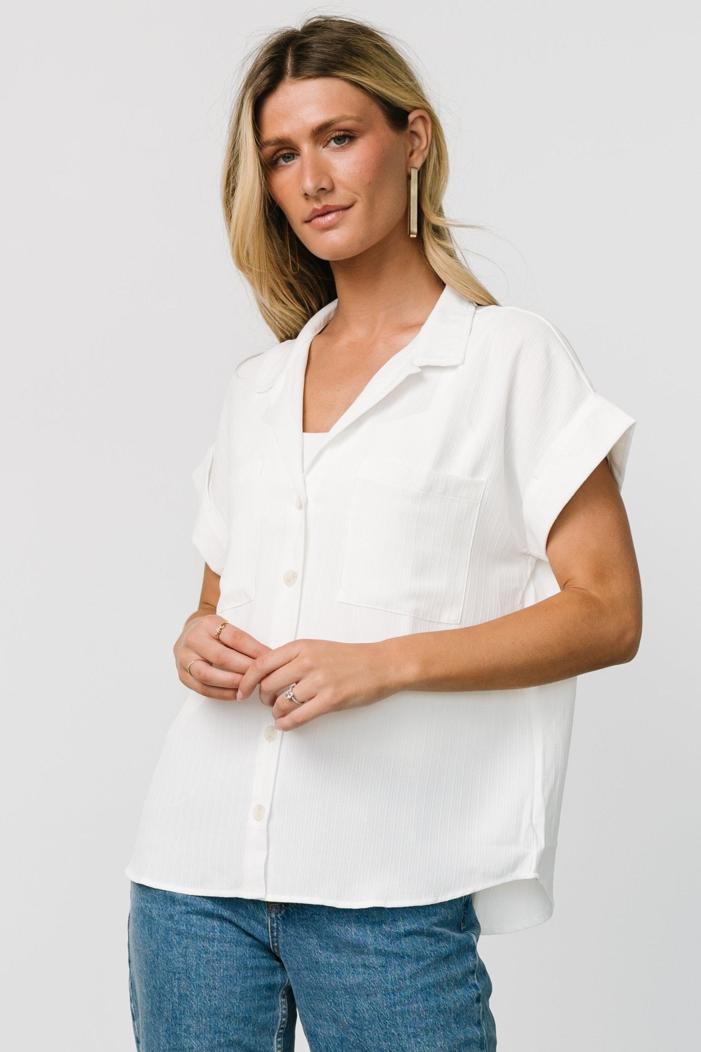 Shaylee Button Up Top | Off White - Baltic Born