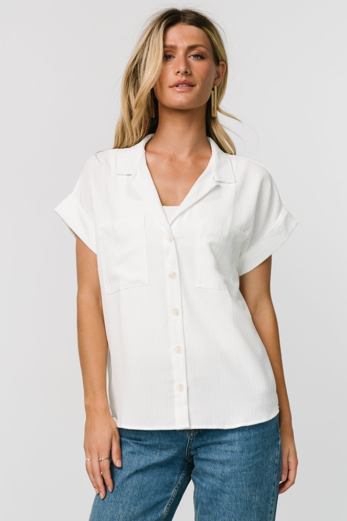 Shaylee Button Up Top | Off White - Baltic Born