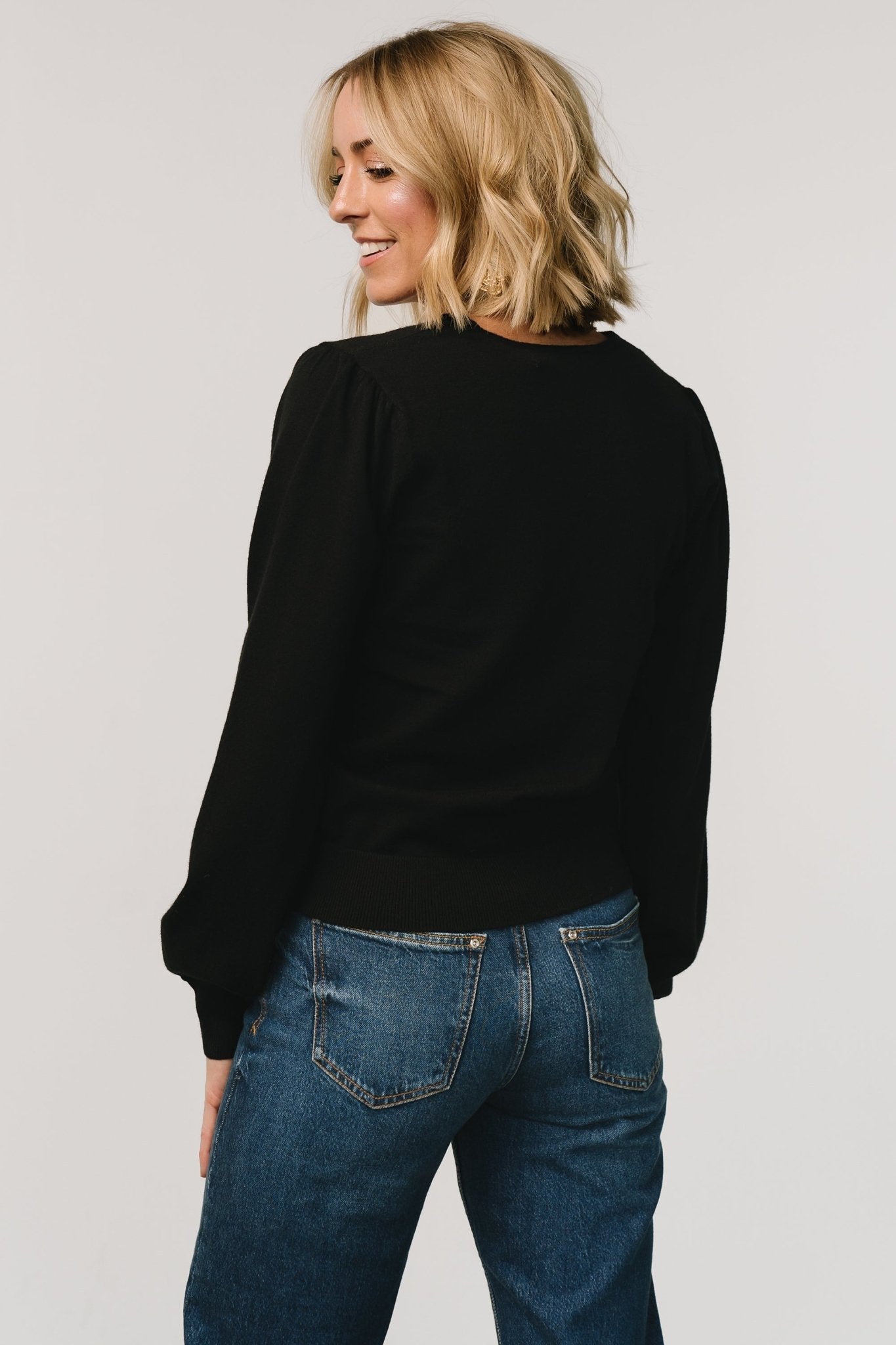 Sheila V Neck Sweater Top | Black - Baltic Born